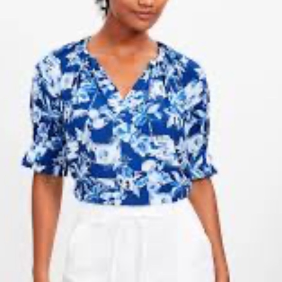 Loft Women’s Top Shirt Blouse V-Neck Short Sleeves Size Xtra Large - Picture 2 of 13